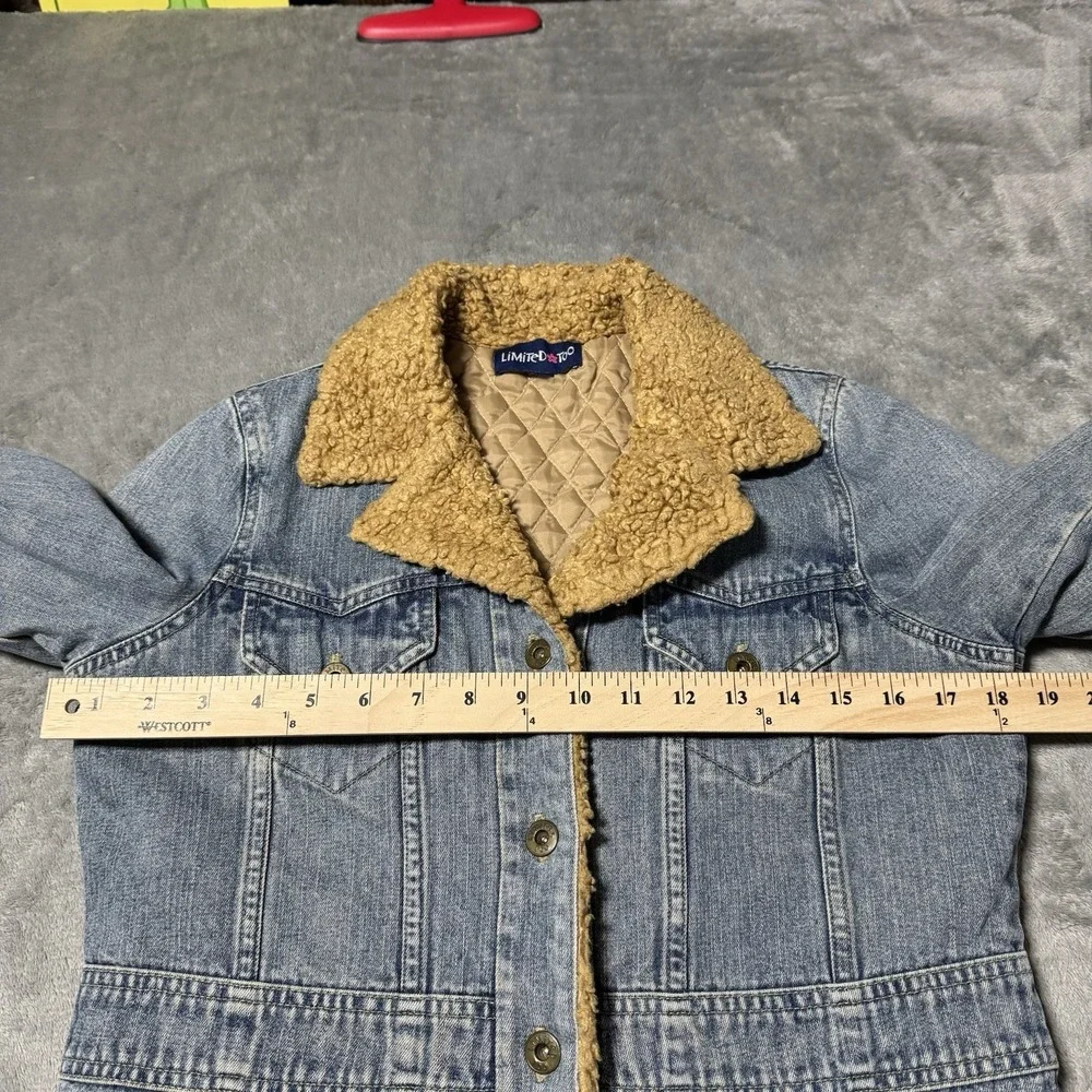 VTG Y2K Limited Too Womens‎ Denim Faux Fur Collared Jacket Size S 18.5x23 Indie